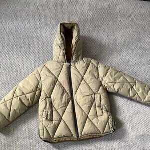 AllSaints Small Saints Olive Quilted Hooded Puffer Jacket | Size 8-9